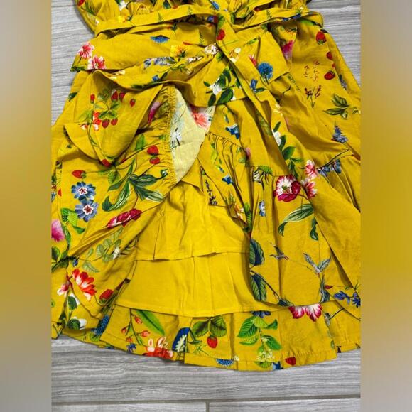 NWT Maeve Anthropologie Yellow Floral Sleeveless Short Mini Dress- Size Medium - Picture 6 of 7